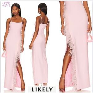 Likely Revolve Nelly‎ Dress Size 4 Real Dyed Ostrich Feathers Rose Shadow Pink